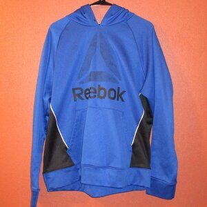 Reebok Sports Men Large Black Blue Outdoors Long Sleeve Pullover Hoodie